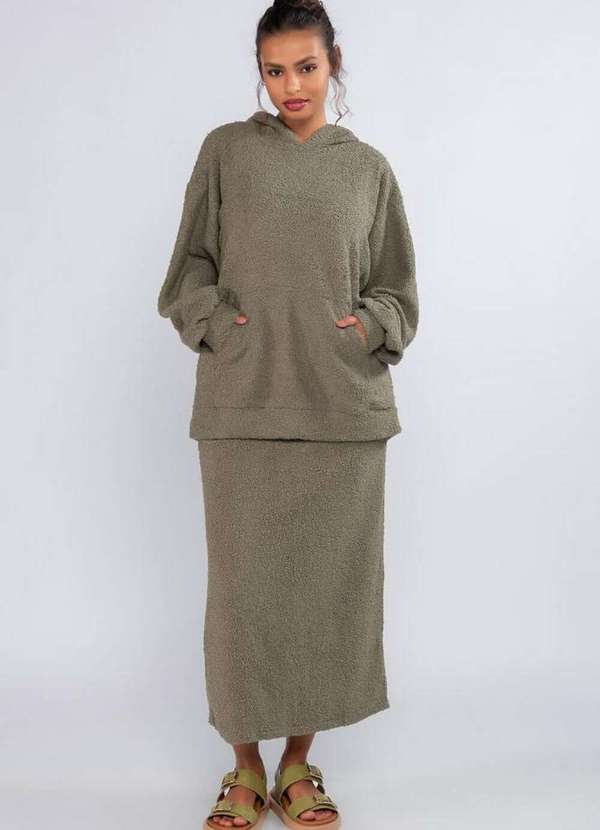 Lamis - Blusa Ted Ampla com Capuz e Bolso Canguru Verde