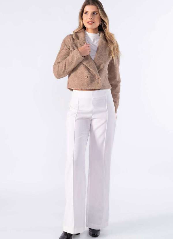 Lamis - Casaco Cropped Pelinho Bege