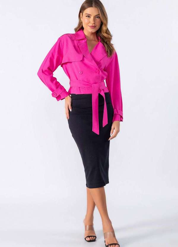 Lamis - Casaco Curto com Botoes Rosa