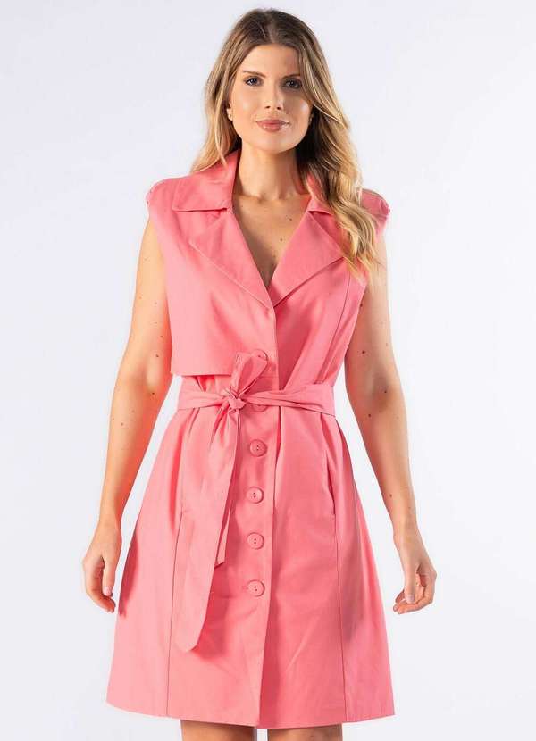 Casaco Longo sem Manga Rosa Lamis