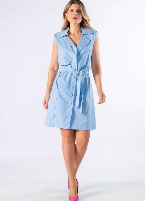 Lamis - Casaco Longo sem Manga Azul