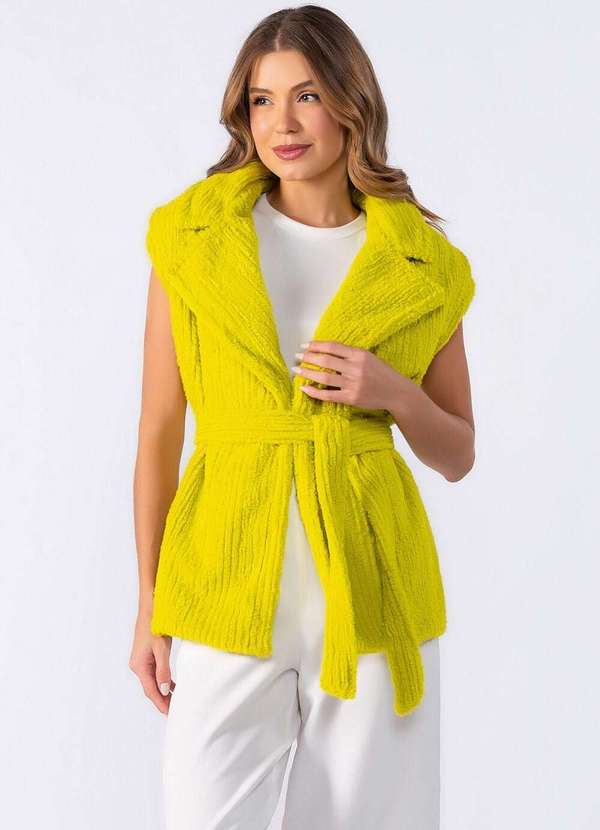 Lamis - Colete Alongado de Plumas Verde