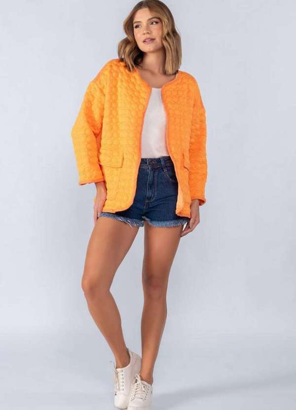 Lamis - Jaqueta Ampla Jacquard Bolsos Laranja