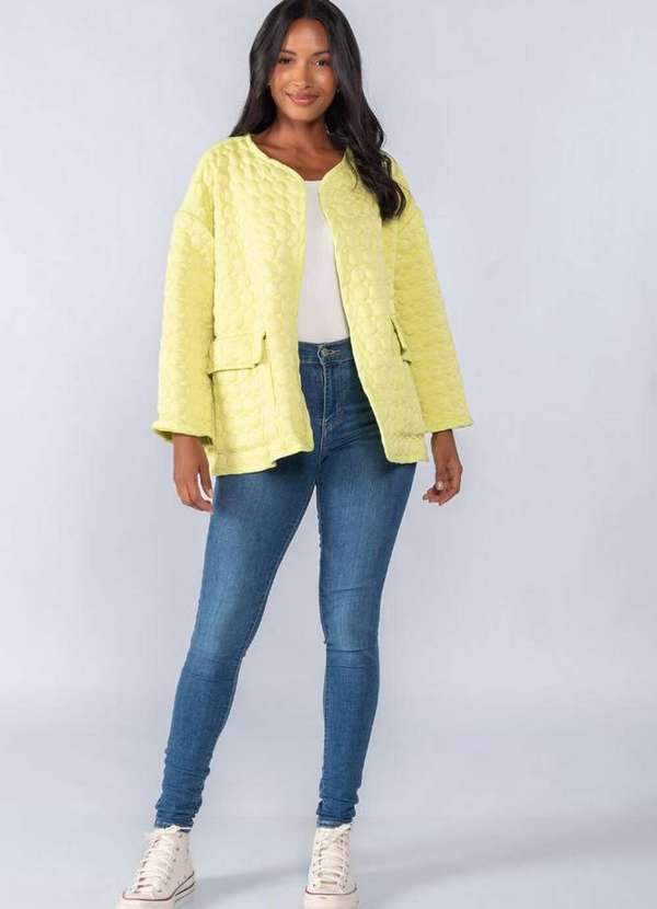 Lamis - Jaqueta Ampla Jacquard Bolsos Verde