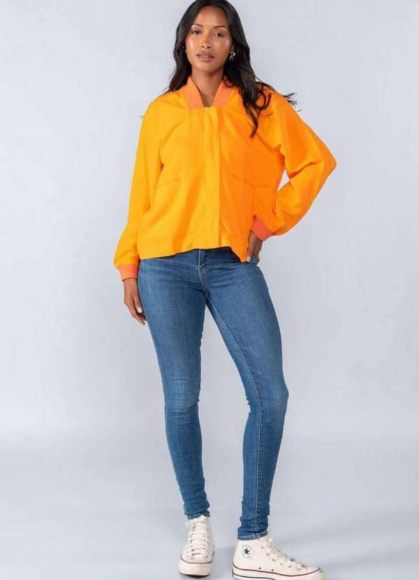 Lamis - Jaqueta Linho com Bolsos Laranja