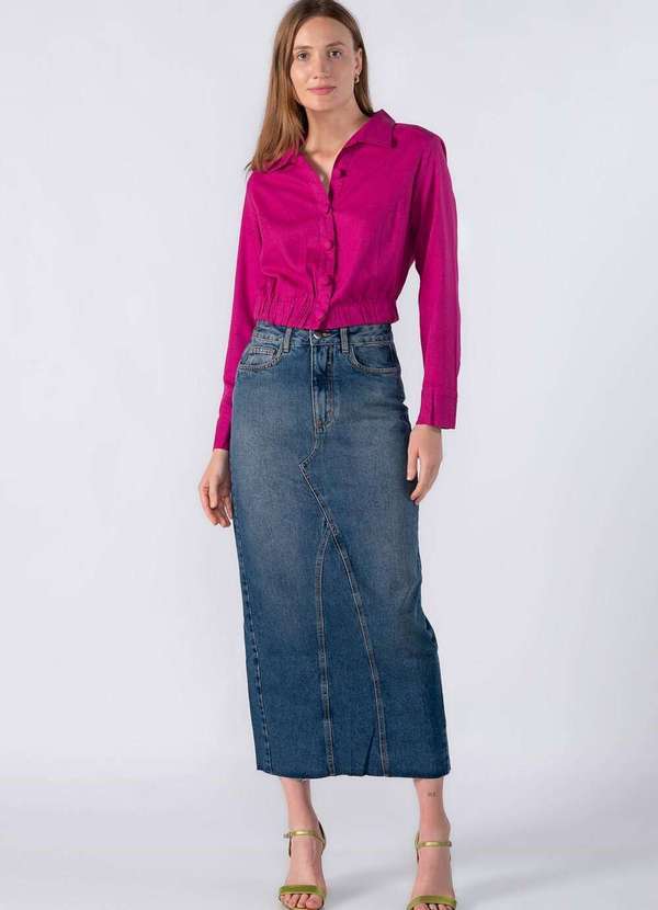 Lamis - Jaqueta Viscolinho com Elastico na Cintura Rosa Fucsia