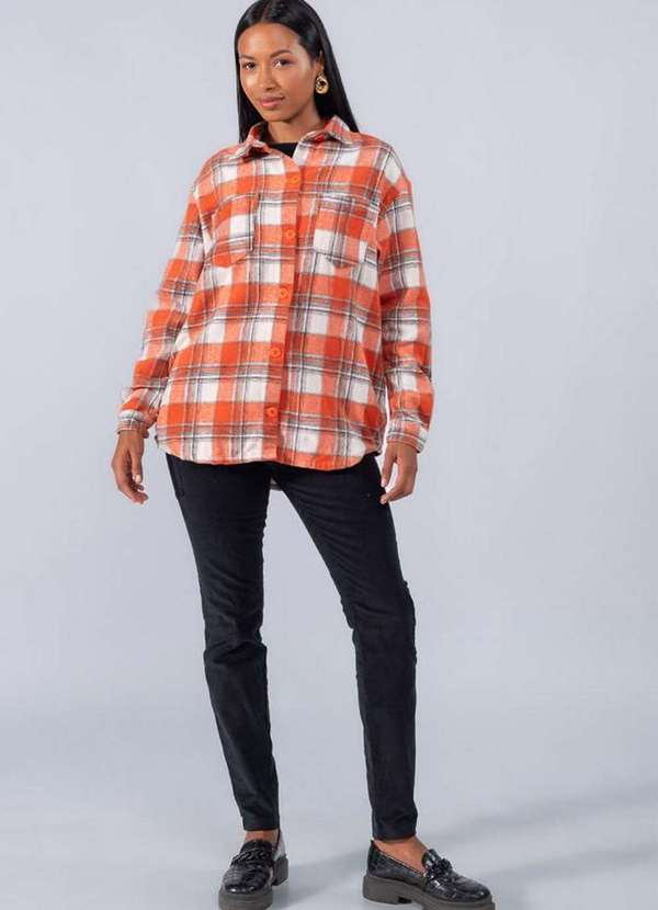 Lamis Jaqueta Xadrez Flanelada Quebec Laranja