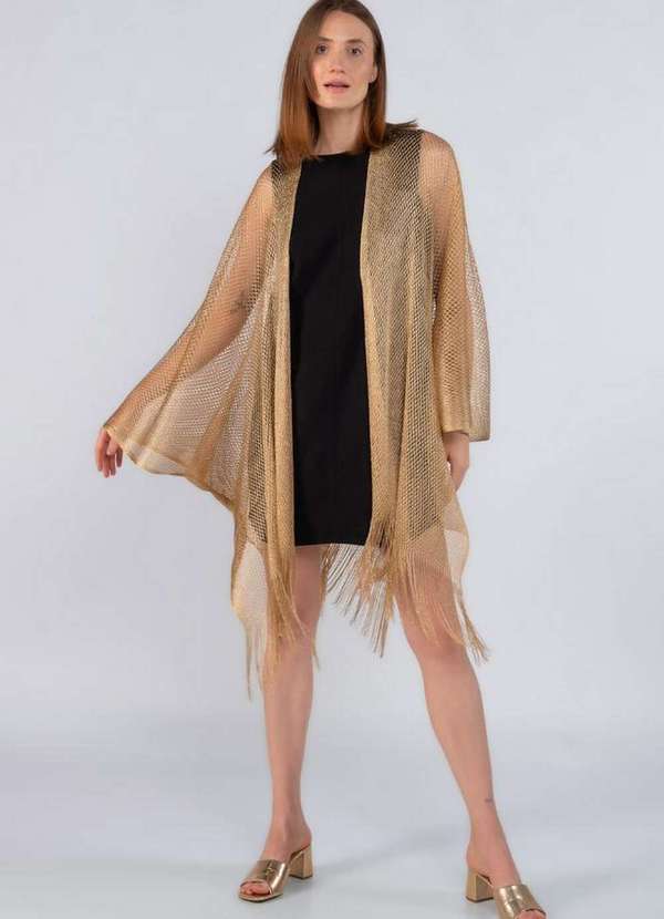 Lamis - Kimono Assimetrico Fios de Lurex Ouro