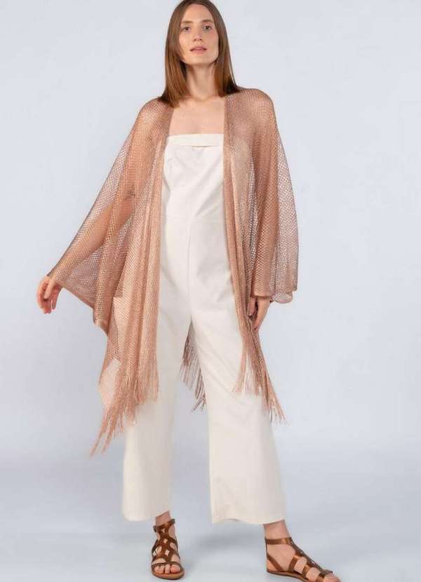 Lamis - Kimono Assimetrico Fios de Lurex Rose