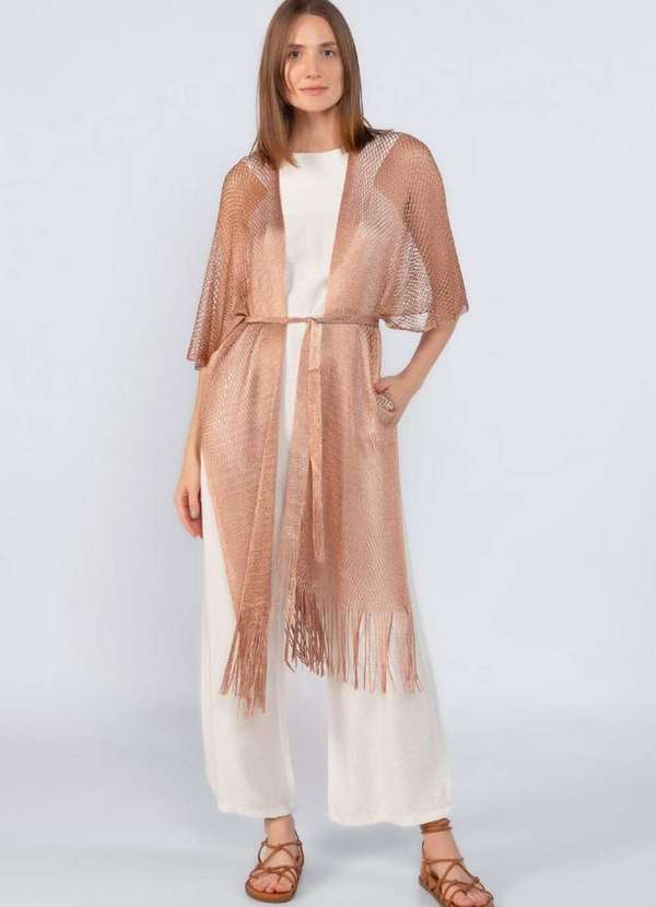 Lamis - Kimono Fios de Lurex Rose