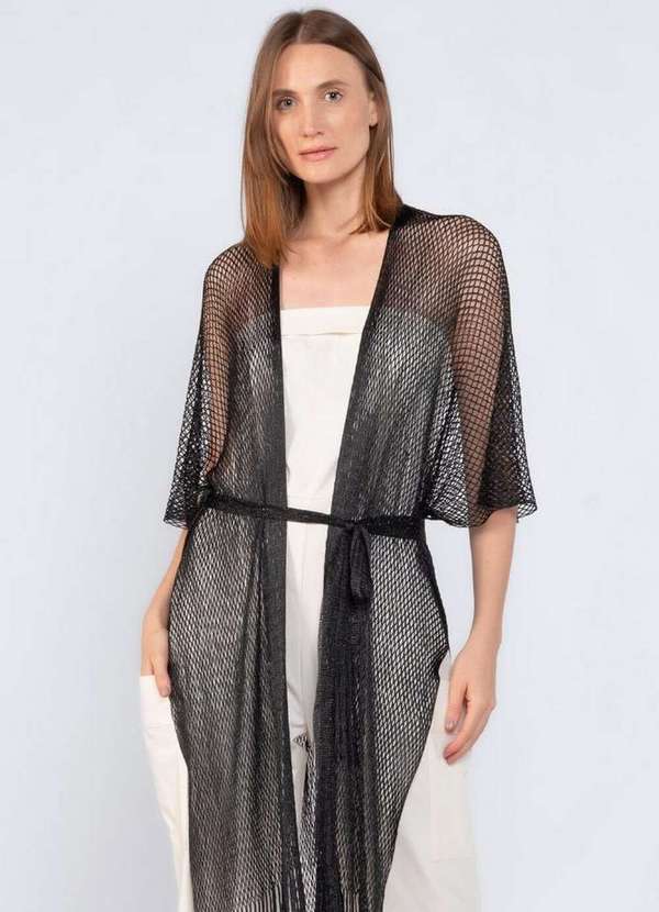 Lamis - Kimono Fios de Lurex Preto 2