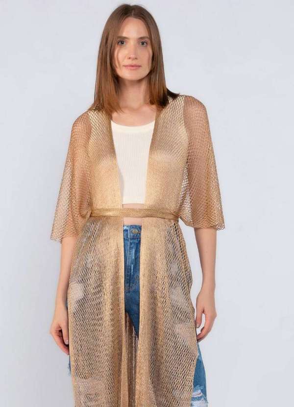 Lamis - Kimono Fios de Lurex Ouro