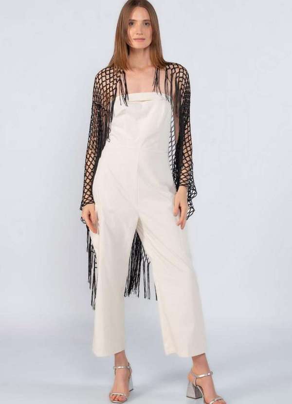 Lamis - Kimono Tramado em Fios de Lurex Preto