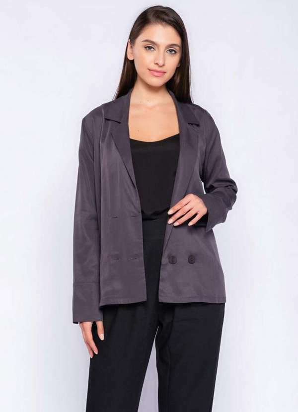Lamis - Blazer Alfaiataria em Liocel Cinza