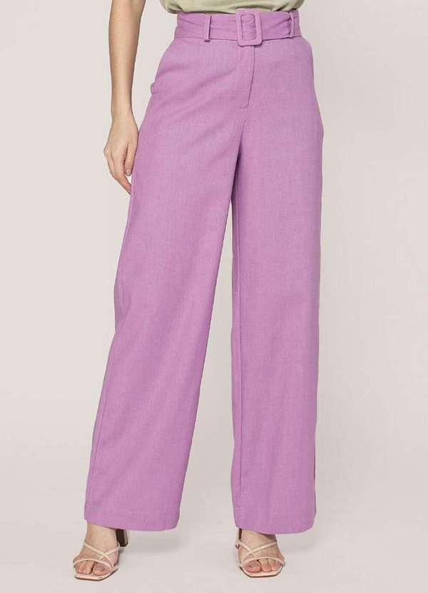 Lamis - Calça Linho Pantalona com Bolso Faca Lilas 4