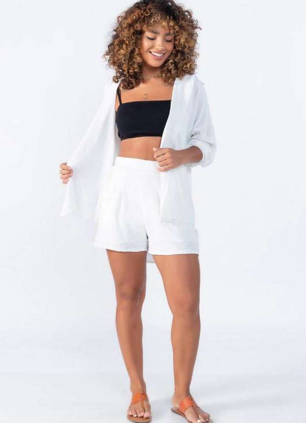 Lamis - Conjunto Camisa Ampla e Shorts Off White