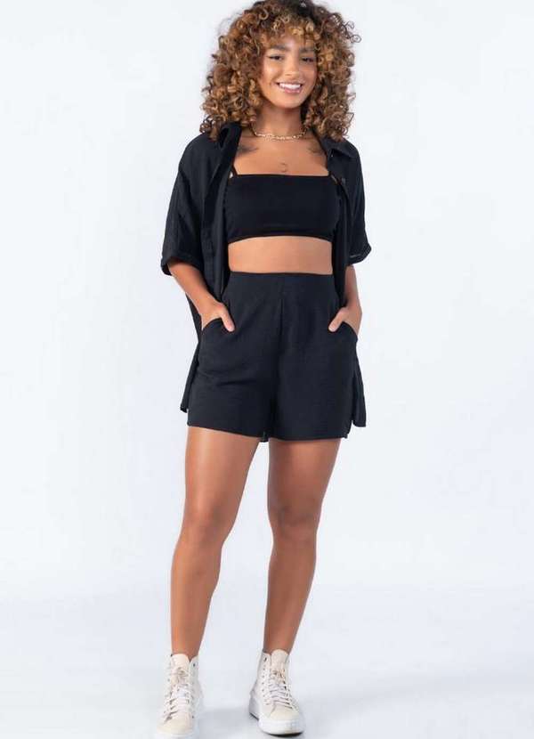 Lamis - Conjunto Camisa e Shorts Social Preto