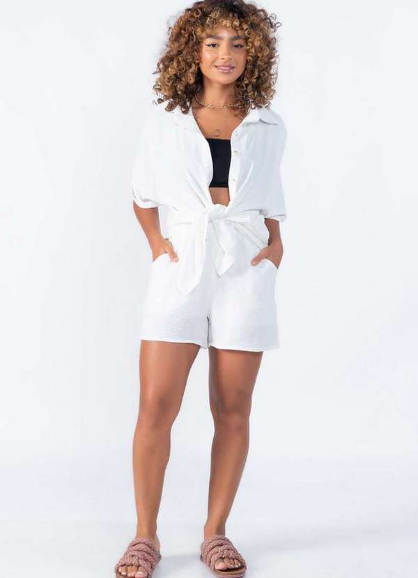 Lamis - Conjunto Camisa e Shorts Social Off White