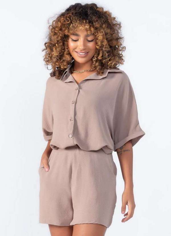 Lamis - Conjunto Camisa e Shorts Social Caqui 2