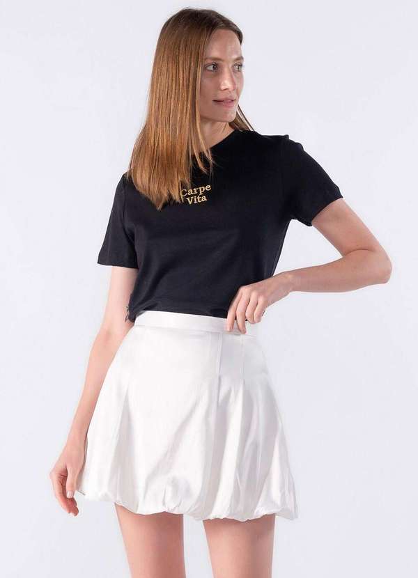 Lamis - Mini Saia Balone Acetinada Branco 2