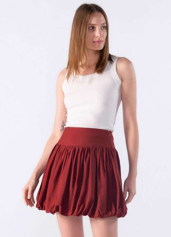 Lamis - Mini Saia Balone com Ziper Lateral Marrom 2