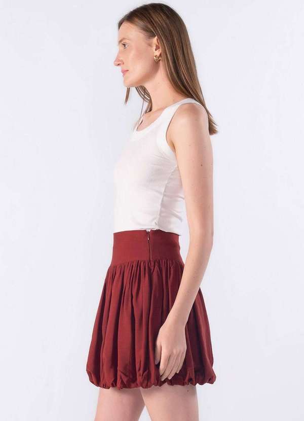 Lamis - Mini Saia Balone com Ziper Lateral Marrom 3