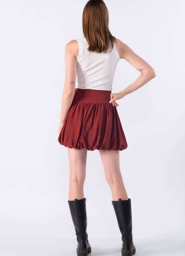 Lamis - Mini Saia Balone com Ziper Lateral Marrom 4