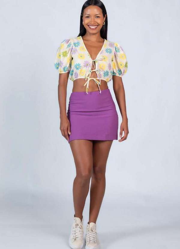 Lamis - Mini Saia Basica Crepe Roxo