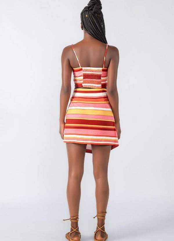 Lamis - Mini Saia com Amarracao Linho Listrado Multicolor 1