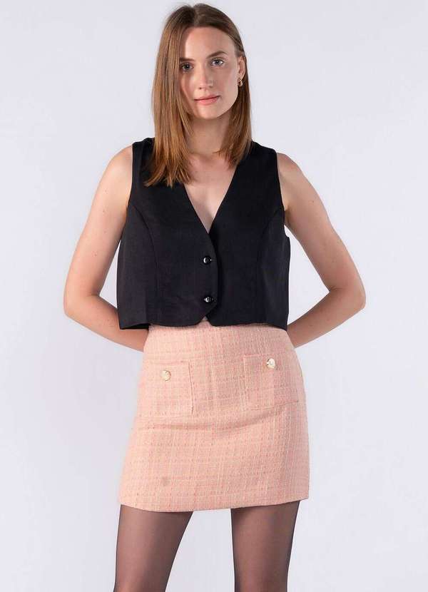 Lamis - Mini Saia de Tweed com Botoes Rosa 2