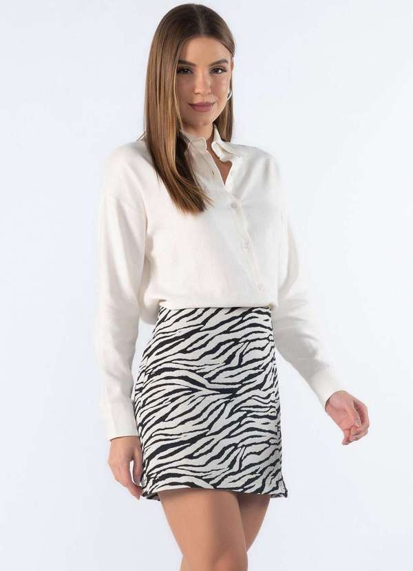 Lamis - Mini Saia em Jacquard Zebra Preto 3