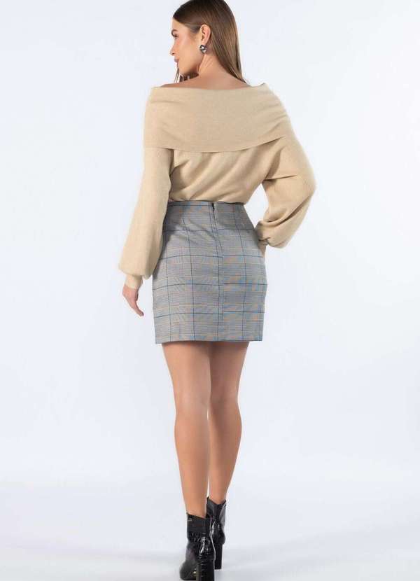 Lamis - Mini Saia Xadrez com Botoes Cinza 4