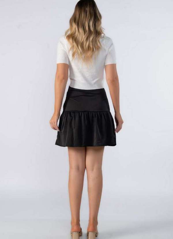 Lamis - Saia Babado Botoes Dourado e Bolso Preto 4