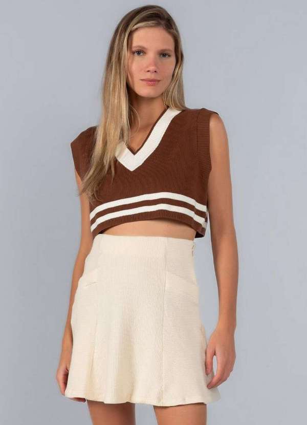 Lamis - Saia Canelada Rodada Bege 2