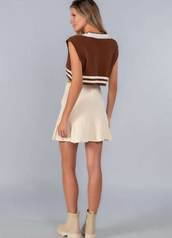 Lamis - Saia Canelada Rodada Bege 4