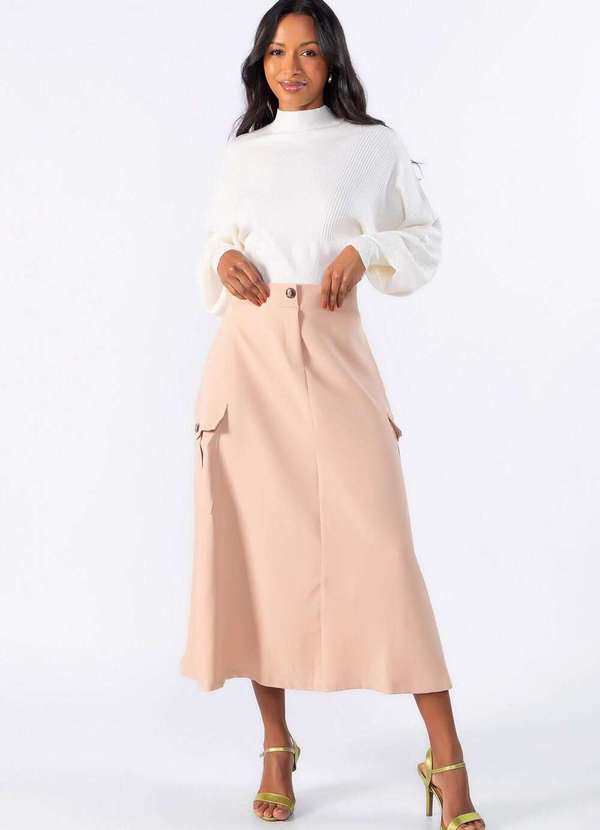 Lamis - Saia Cargo com Bolso Lateral Bege