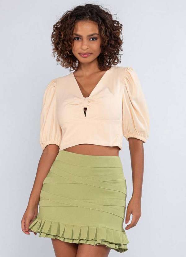 Lamis - Saia com Recortes e Babado na Barra Verde 2