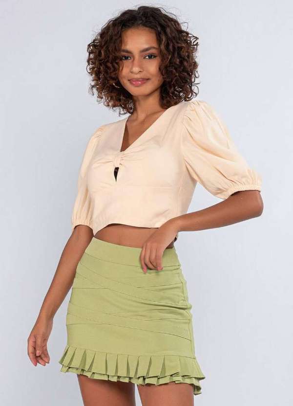 Lamis - Saia com Recortes e Babado na Barra Verde 3