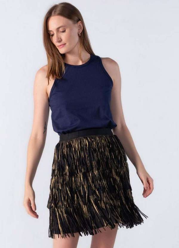 Lamis - Saia Curta com Franjas Ouro 2