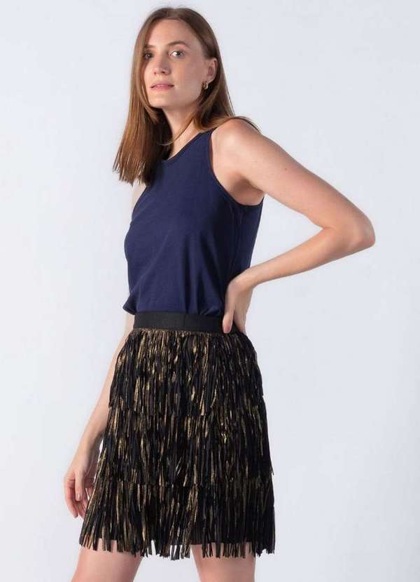 Lamis - Saia Curta com Franjas Ouro 3