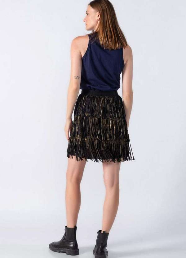 Lamis - Saia Curta com Franjas Ouro 4