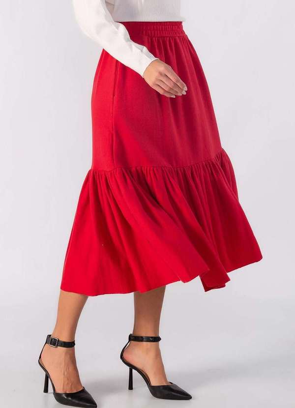 Lamis - Saia de Moletom com Babado na Barra Vermelho 3