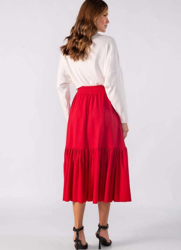 Lamis - Saia de Moletom com Babado na Barra Vermelho 4