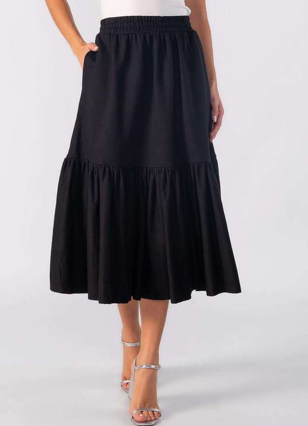 Lamis - Saia de Moletom com Babado na Barra Preto 2