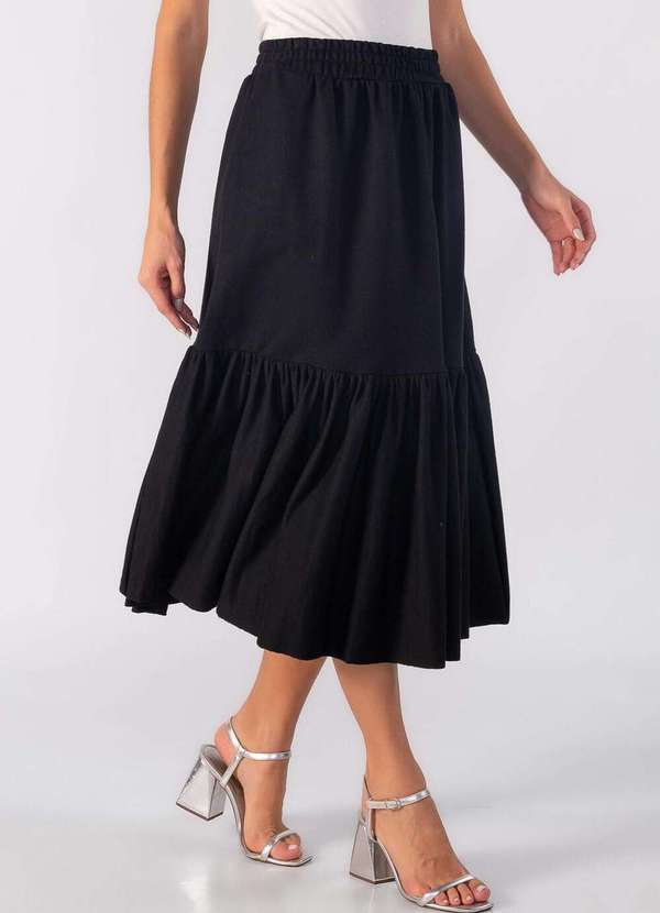 Lamis - Saia de Moletom com Babado na Barra Preto 3