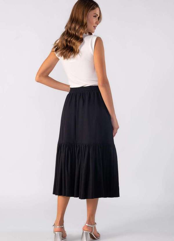 Lamis - Saia de Moletom com Babado na Barra Preto 4