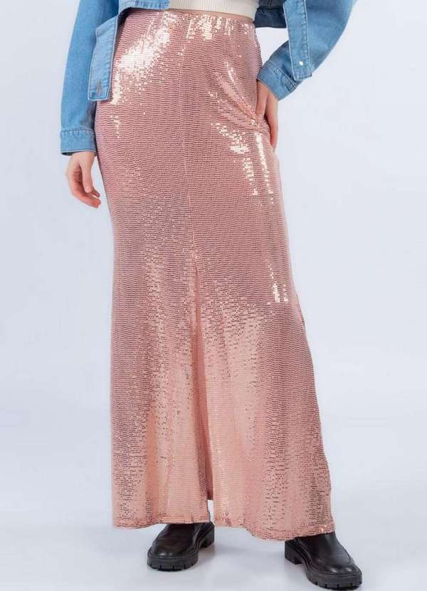 Lamis - Saia Longa com Ilhos Fenda Rosa 3