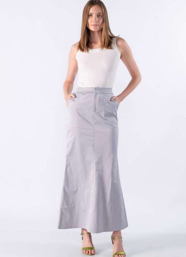 Lamis - Saia Longa em Alfaiataria Cinza