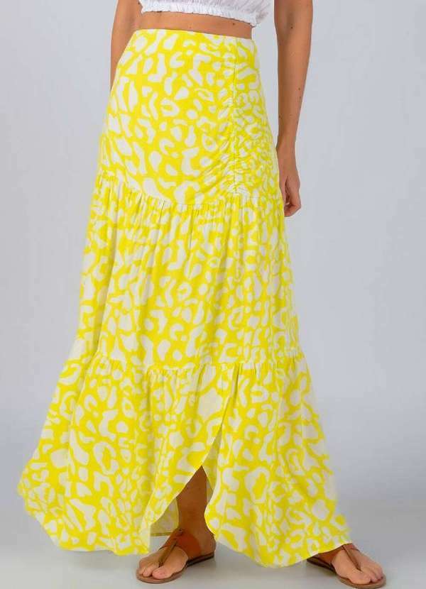 Lamis - Saia Longa Viscose Estampa Animal Print Verde 2