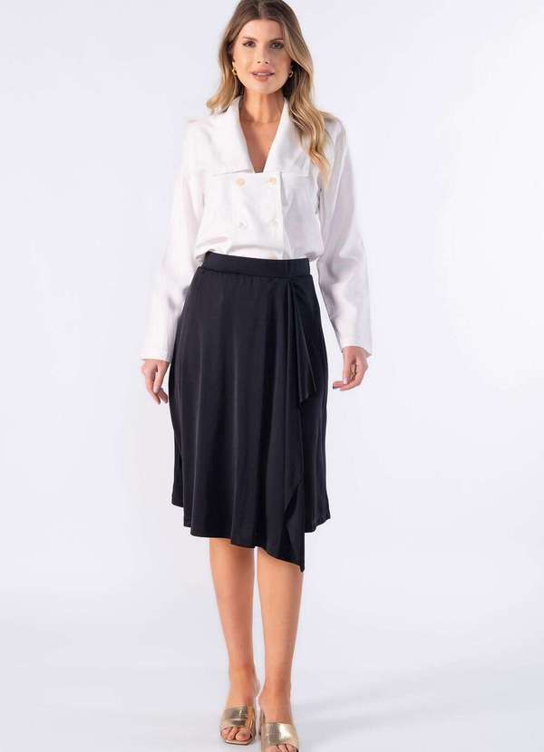 Lamis - Saia Malha com Babado Preto